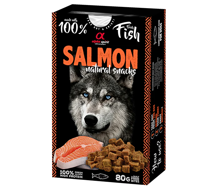 Snack Natural de Salmón Alpha Spirit – El Premio Saludable que cuida su Pelo Blanco