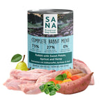 Comida Natural húmeda de Conejo con batata, albaricoque y cáñamo SANADOG