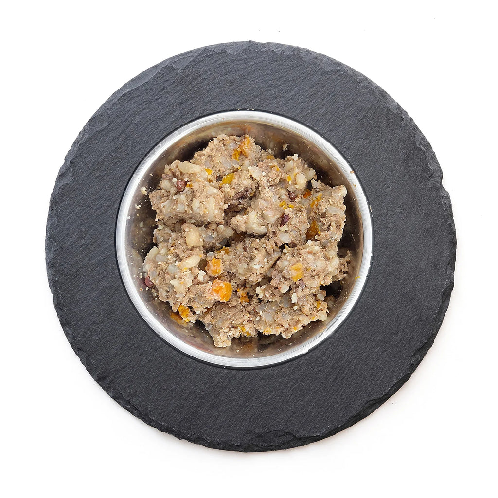 Comida Natural húmeda de Ternera con zanahorias, manzana y arroz integral SANADOG